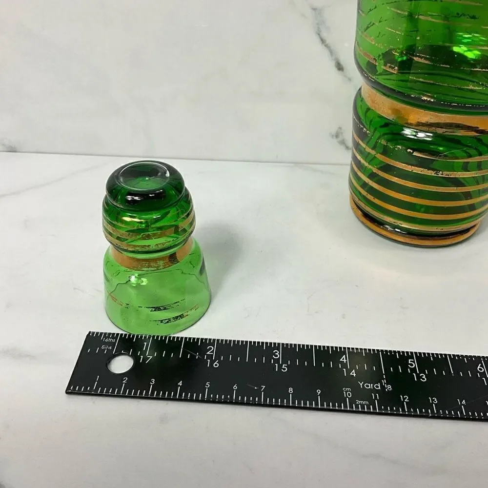 VINTAGE MCM Green decanter and shot glasses